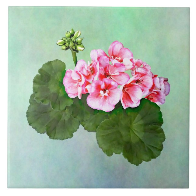 Azulejo Géranio rosa pequeño (Frente)