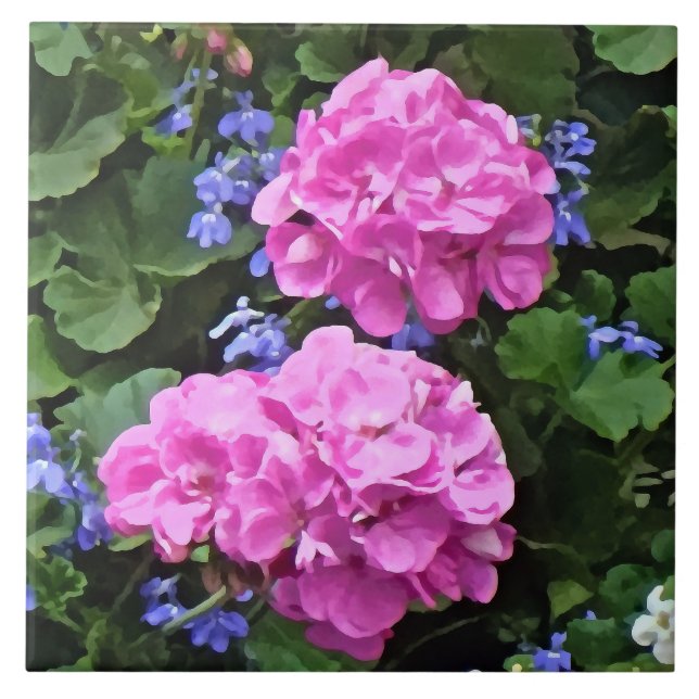 Azulejo Geranios y vincapervinca (Frente)