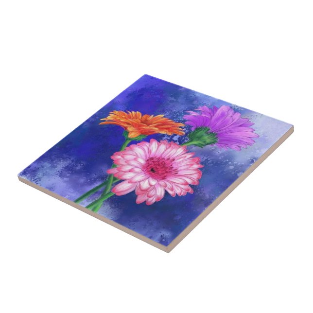 Azulejo Gerbera Daisy Ceramic Tile (Lado)