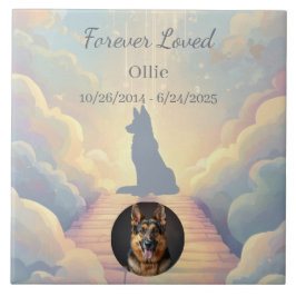Azulejo German Shepherd Rainbow Bridge Memorial Photo