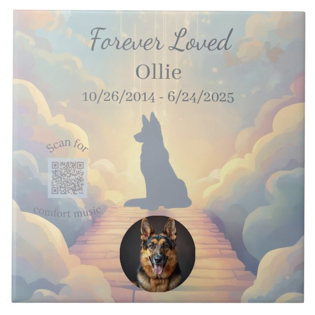 Azulejo German Shepherd Rainbow Bridge Photo Tile (Frente)