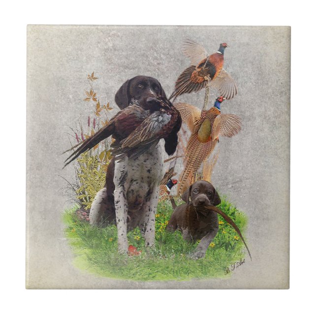Azulejo German Shorthaired Pointers (GSP) Gift Box (Frente)