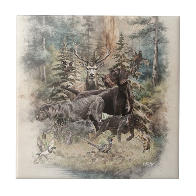 Azulejo German Wirehaired Pointer (Frente)