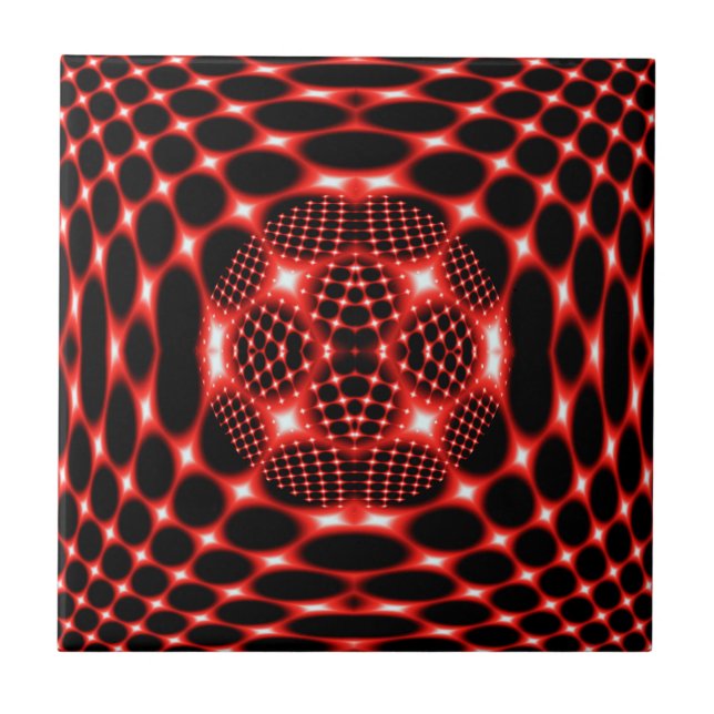 Azulejo Gglob rojo neón fractal (Frente)