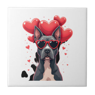 Azulejo Gif divertido del corazón del Pitbull del día de S