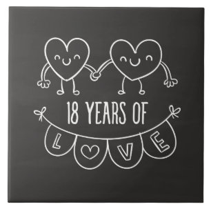 Azulejo Gift Chalk Hearts, 18 Aniversario
