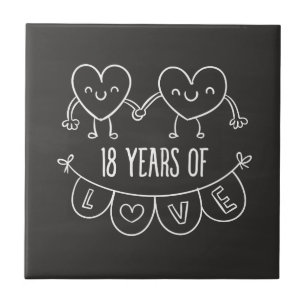 Azulejo Gift Chalk Hearts, 18 Aniversario