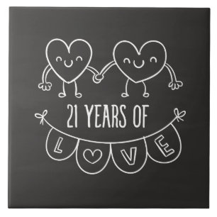 Azulejo Gift Chalk Hearts, 21 Aniversario