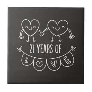 Azulejo Gift Chalk Hearts, 21 Aniversario