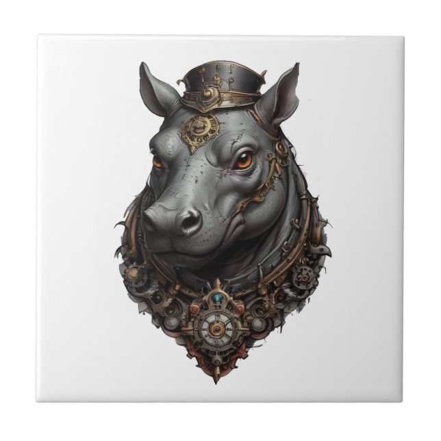 Azulejo "Gigante impulsado por los engranajes: El hipopóta (Frente)