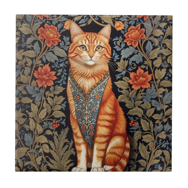 Azulejo Ginger Cat William Morris inspiró la floral (Frente)