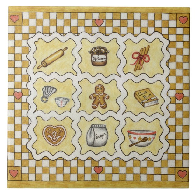 Azulejo Gingerbread Kitchen Trivet Tile (Frente)
