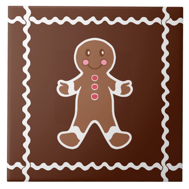 Azulejo Gingerbread Man Trivet Tile (Frente)
