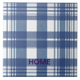 Azulejo Gingham azul y blanco