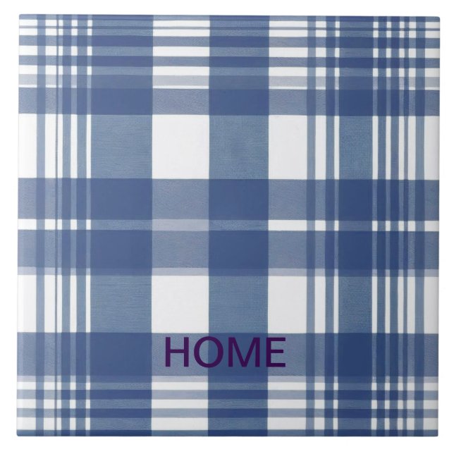 Azulejo Gingham azul y blanco (Frente)