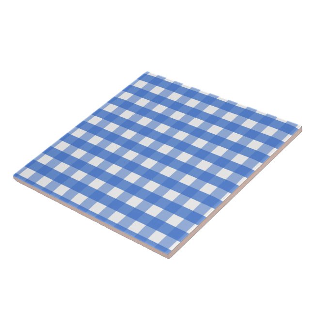Azulejo Gingham blanco y azul francés (Lado)