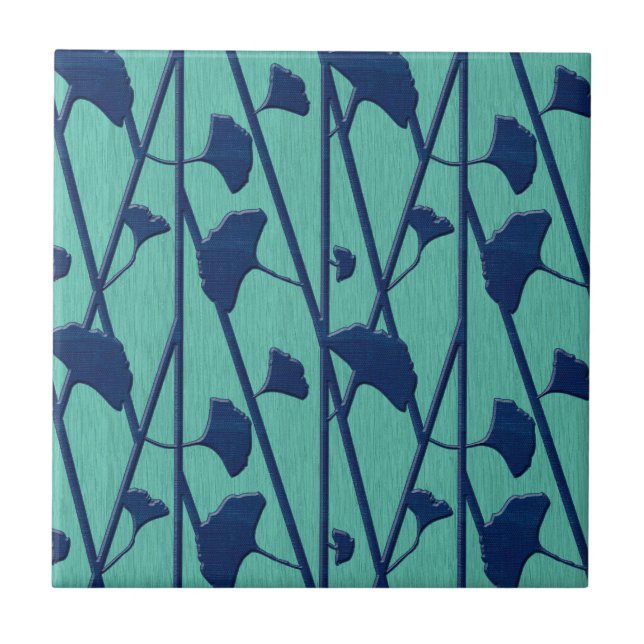 Azulejo ginkgo azul (Frente)