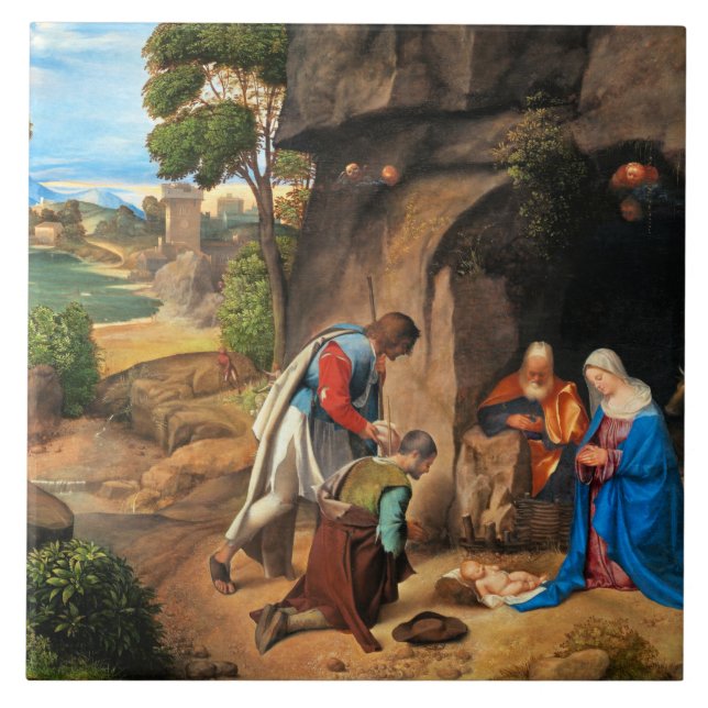 Azulejo Giorgione - La Adoración de los Pastores (Frente)