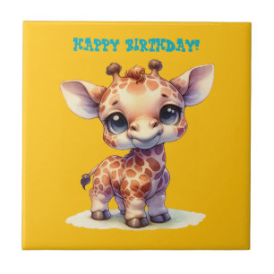 Azulejo Girafa de bebé lindo color agua
