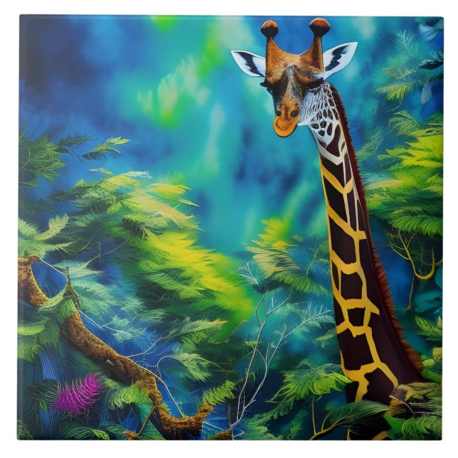 Azulejo Girafa en los árboles (Frente)