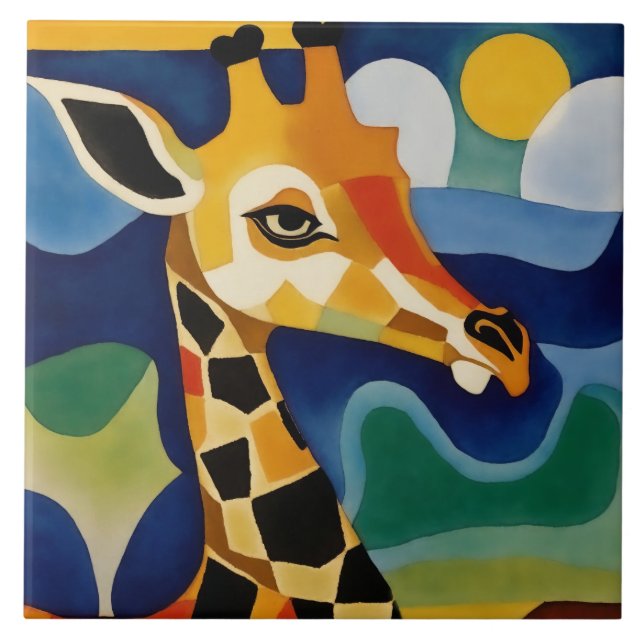 Azulejo Giraffe colorida (Frente)