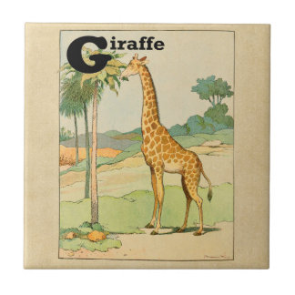 Azulejo Giraffe comiendo acacia en el desierto