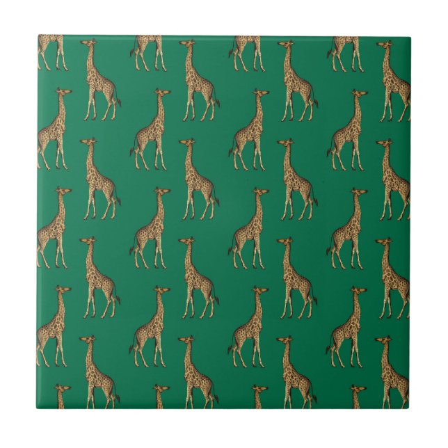 Azulejo Giraffe Mamífero verde esmeralda África salvaje (Frente)