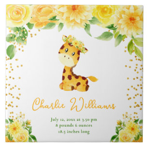 Azulejo Giraffe Yellow Floral Birth Statistics