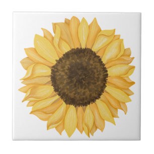 Azulejo Girasol Acuarela Amarillo