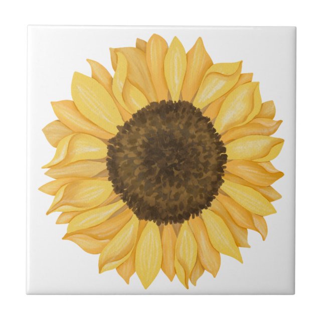 Azulejo Girasol Acuarela Amarillo (Frente)