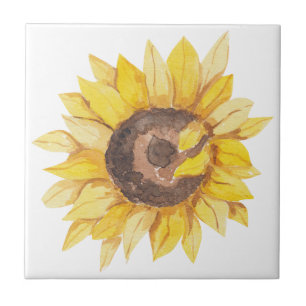 Azulejo Girasol Acuarela Amarillo