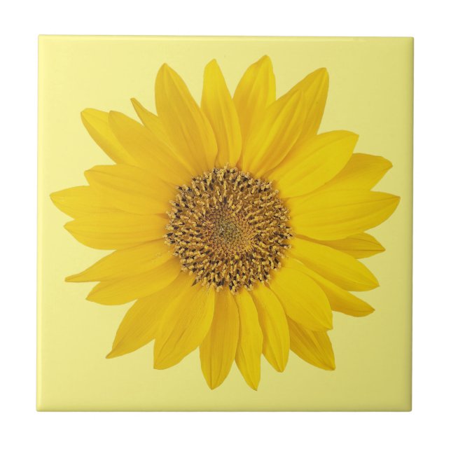 Azulejo Girasol amarillo único con amarillo claro (Frente)