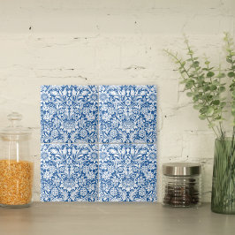 Azulejo Girasol azul con uvas William Morris