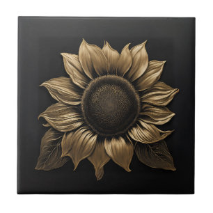 Azulejo Girasol Metálico en Negro