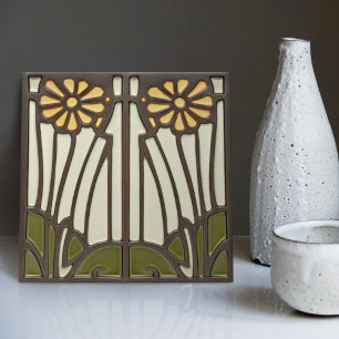 Azulejo Girasoles Arte Deco Floral Decoración de Pared Art