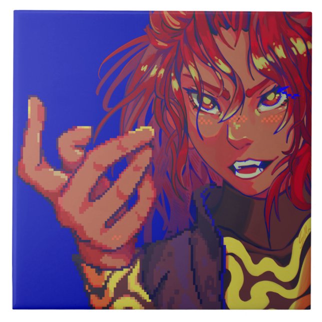 Azulejo Girl changing pixelart (Frente)