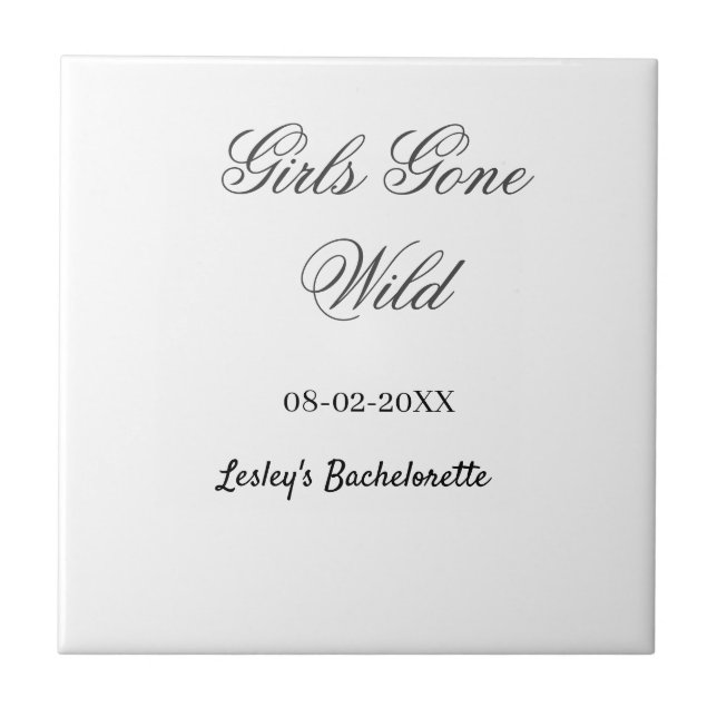 Azulejo Girls Gone wild Bachelorette party name date bride (Frente)