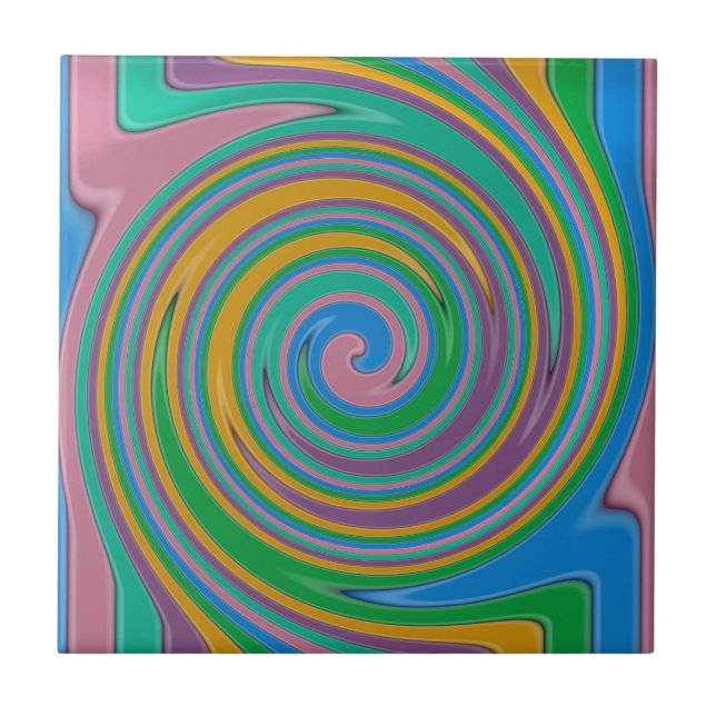 Azulejo Giro de rayas arcoiris (Frente)