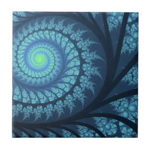 Azulejo Giro lateral frontal azul y ciano clásico