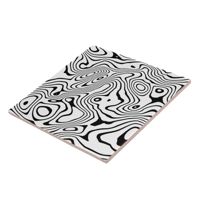 Azulejo Giro líquido blanco negro Resumen Diseño (Lado)