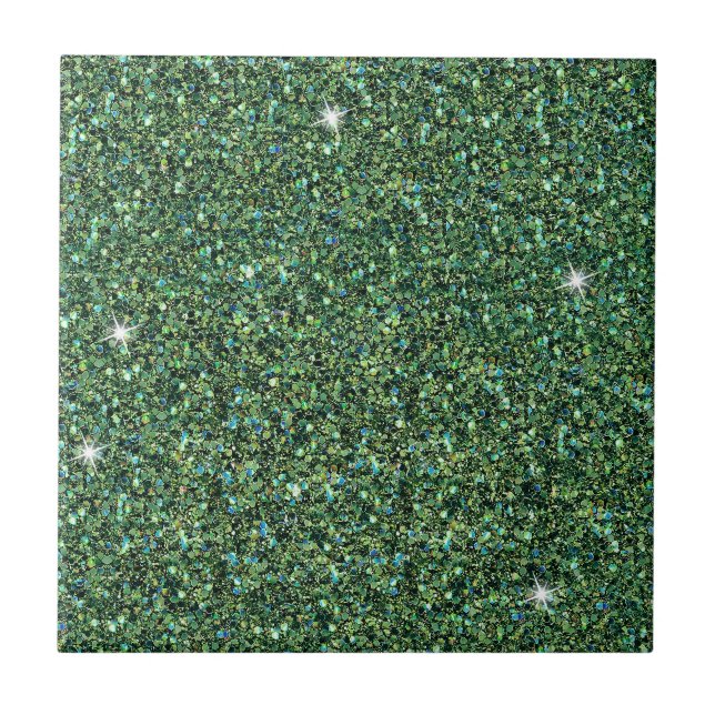 Azulejo Glam Blue Purpurina Verde azulado Moda espumosa (Frente)