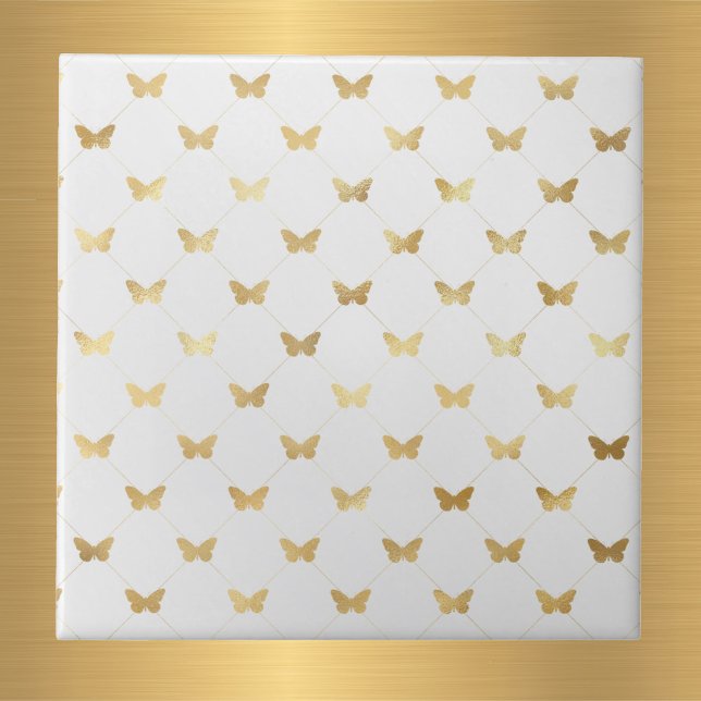 Azulejo Glam Gold Butterflies White (Subido por el creador)