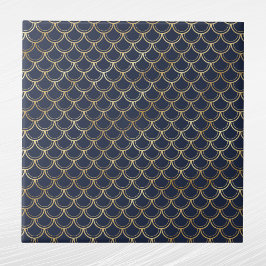 Azulejo Glam Gold Fish Scales Naval Azul