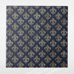 Azulejo Glam Gold Fleur de Lis<br><div class="desc">Baldosa azul de la marina con escollera de oro de lis. El código hexadecimal para el azul marino es #202A44.</div>