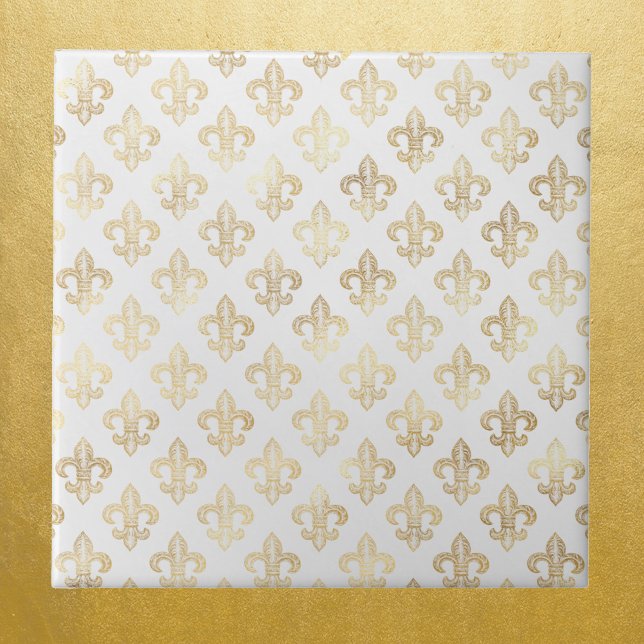 Azulejo Glam Gold Fleur de Lis White (Subido por el creador)