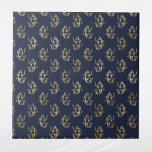 Azulejo Glam Gold Mermaid Navy Blue<br><div class="desc">Baldosa azul marino con sirenas de oro. El código hexadecimal para el azul marino es #202A44.</div>