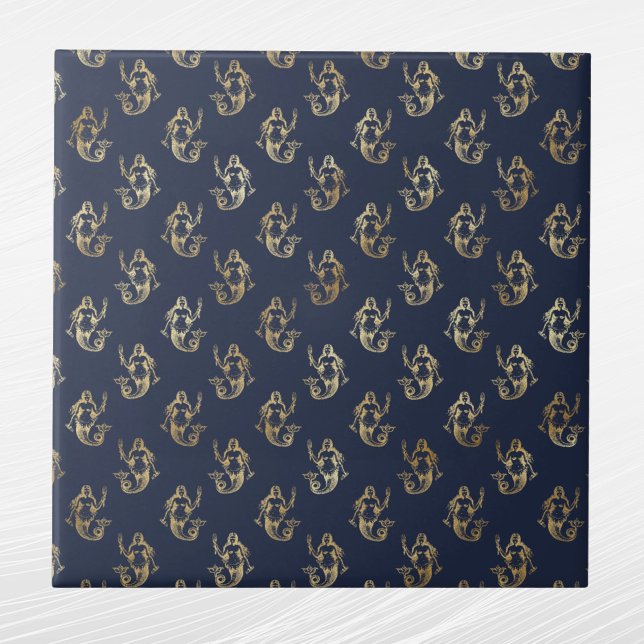 Azulejo Glam Gold Mermaid Navy Blue (Subido por el creador)