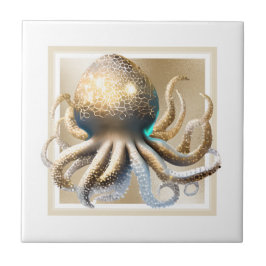 Azulejo Glam gold octopus shimmer elegante tema de la play