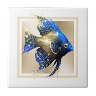 Azulejo Glam oro angel pez azul arrecife marino