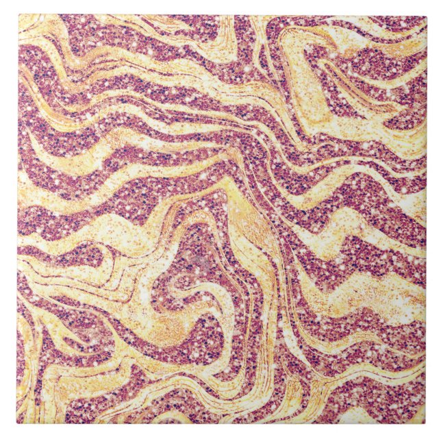 Azulejo Glamoroso Purpurina de oro Rosa y rosa de Rubor (Frente)